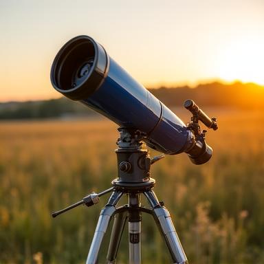 Professionele astronomische apparatuur opgesteld in het veld